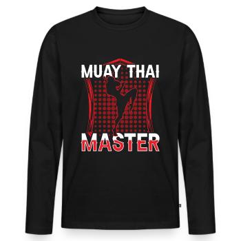 Muay Thai Master Martial Arts Fighting Fighter - Men's Premium Organic Long Sleeve Shirt - black - Front - Nico (187cm)