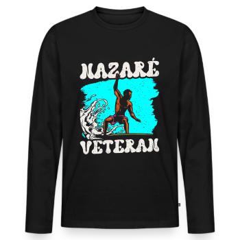 Nazaré Veteran Surfer Waves Surfing Surfing - Men's Premium Organic Long Sleeve Shirt - black - Front - Nico (187cm)