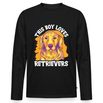 This Boy Loves Retriever Retrievers Dog - Men's Premium Organic Long Sleeve Shirt - black - Front - Nico (187cm)