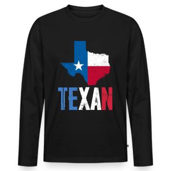 Texan texan Texas Pride Dictons - T-shirt manches longues Premium bio Homme - noir - Devant - Nico (187cm)