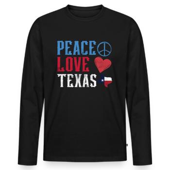 Peace Love Texas Texan Texan Pride - T-shirt manches longues Premium bio Homme - noir - Devant - Nico (187cm)