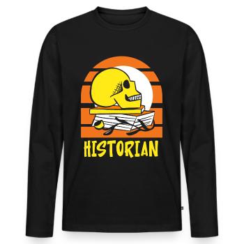Historien Histoire Professeur d’histoire - T-shirt manches longues Premium bio Homme - noir - Devant - Nico (187cm)