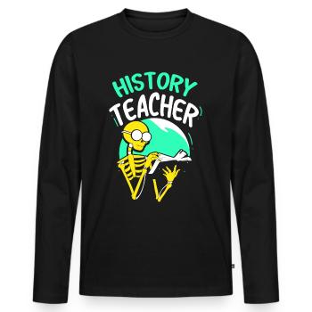 Professeur d’histoire Professeur d’histoire Profession de professeur - T-shirt manches longues Premium bio Homme - noir - Devant - Nico (187cm)