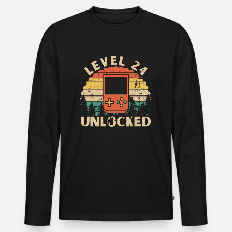 Level 24 freigeschaltet - Männer Premium Bio Langarmshirt - Schwarz