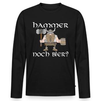 Hammer noch Bier - Männer Premium Bio Langarmshirt - Schwarz - Vorne - Nico (187cm)