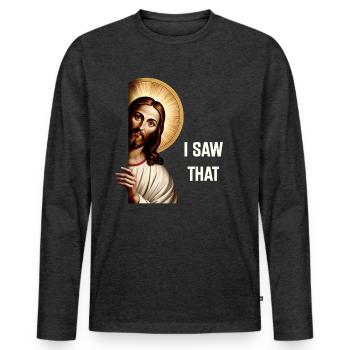 Jésus Freak Jésus Christ Meme Bible Chrétienne - T-shirt manches longues Premium bio Homme - anthracite chiné - Devant - Nico (187cm)