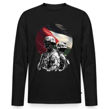 Palestine libre Palestine Bande de Gaza - T-shirt manches longues Premium bio Homme - noir - Devant - Nico (187cm)