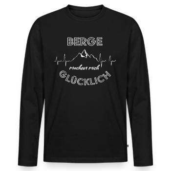 Berge machen mich glücklich - Herzschlag - Männer Premium Bio Langarmshirt - Schwarz - Vorne - Nico (187cm)