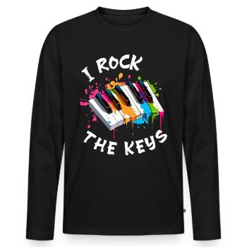 Musik Klavier "I rock the keys" Farbspritzer - Männer Premium Bio Langarmshirt - Schwarz - Vorne - Nico (187cm)