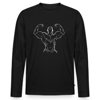Tshirt de gymnastique drôle fitness entraînement gym - T-shirt manches longues Premium bio Homme - noir - Devant - Nico (187cm)