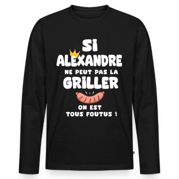 Alexandre roi barbecue cadeau alexandre fêtes - T-shirt manches longues Premium bio Homme - noir - Devant - Nico (187cm)