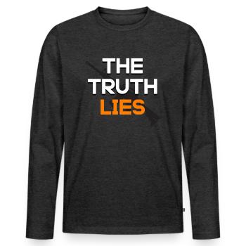 the Truth lies - Men's Premium Organic Long Sleeve Shirt - heather anthracite - Front - Nico (187cm)