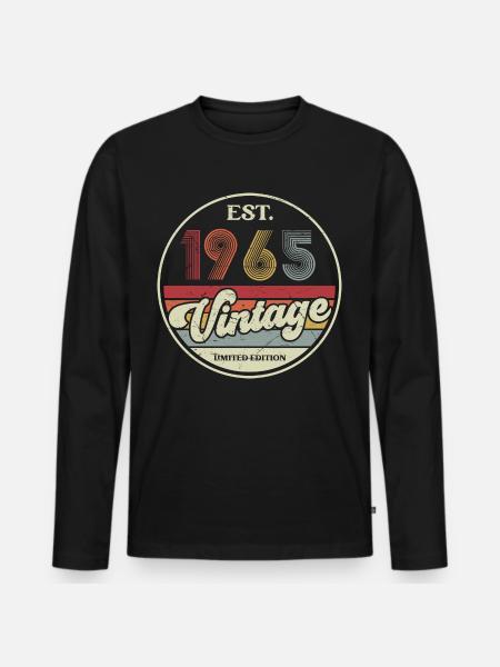 60e verjaardag 60 jaar geboren 1965 man vrouw - Mannen Premium Bio shirt met lange mouwen - zwart