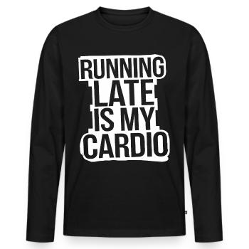 Running Late est ma citation amusante sur le cardio - T-shirt manches longues Premium bio Homme - noir - Devant - Nico (187cm)
