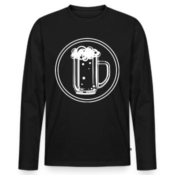 Chope à bière Verre à bière - T-shirt manches longues Premium bio Homme - noir - Devant - Nico (187cm)