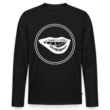 Lèvres symbole Beauté - T-shirt manches longues Premium bio Homme - noir - Devant - Nico (187cm)