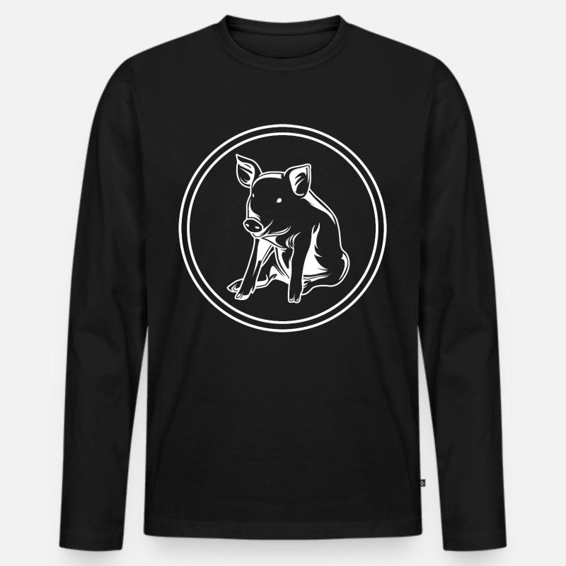 Schwein Tier - Männer Premium Bio Langarmshirt - Schwarz