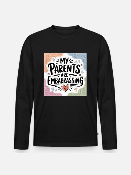Meine Eltern sind Peinlich - Männer Premium Bio Langarmshirt - Schwarz