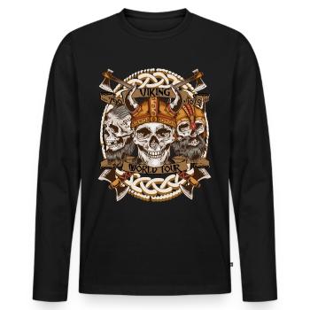World Tour Shirt – Viking Skull Design Celts - Men's Premium Organic Long Sleeve Shirt - black - Front - Nico (187cm)