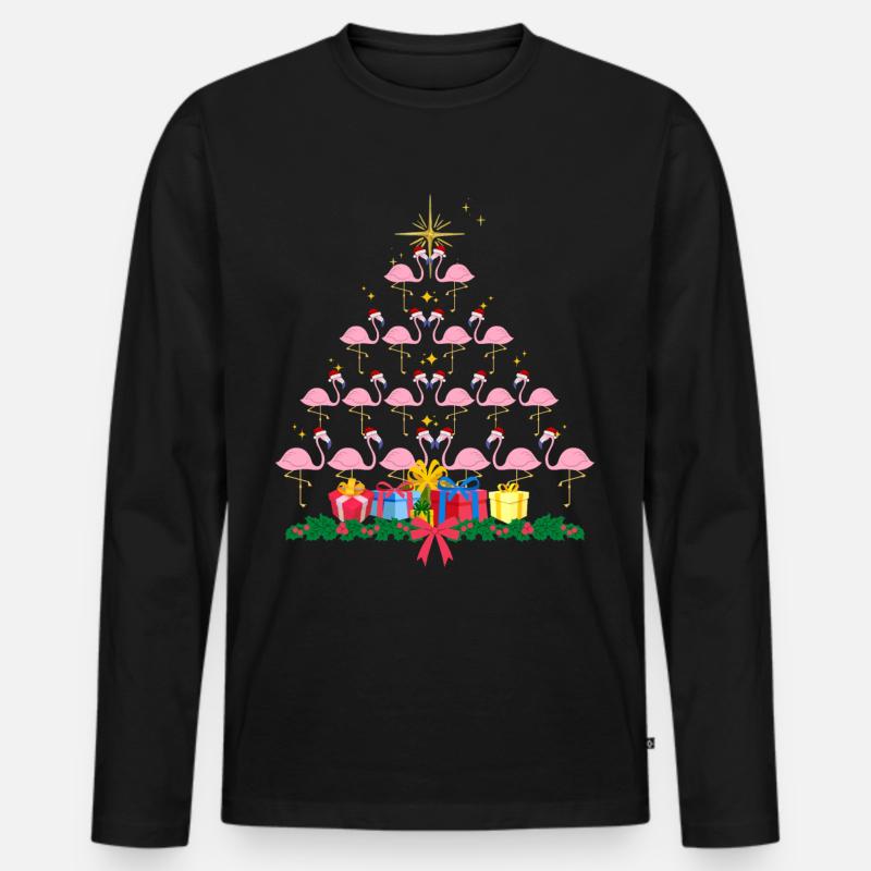 Flamingo-Weihnachten. Weihnachtsgeschenk - Männer Premium Bio Langarmshirt - Schwarz