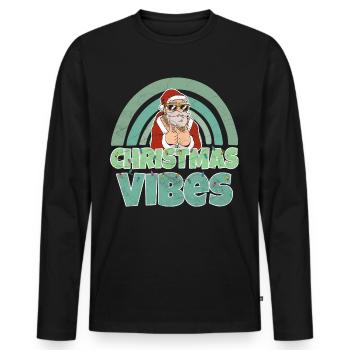 Christmas Vibes Weihnachts Design - Men's Premium Organic Long Sleeve Shirt - black - Front - Nico (187cm)
