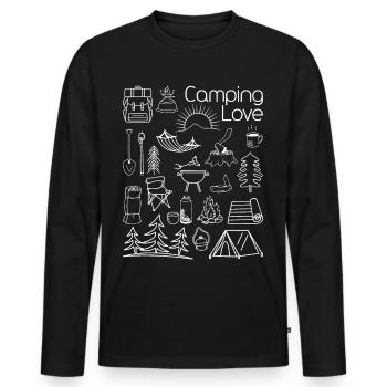 Camping Love Lineart weiss - Männer Premium Bio Langarmshirt - Schwarz - Vorne - Nico (187cm)