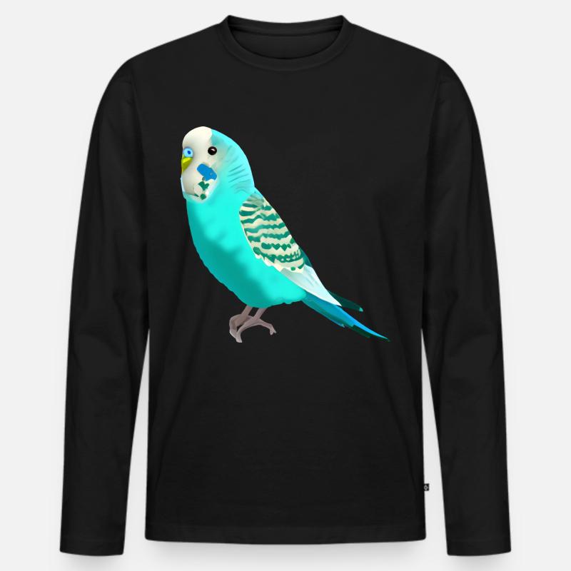 Süßer Wellensittich - Männer Premium Bio Langarmshirt - Schwarz