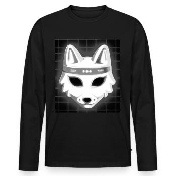 Kitsun Vaporwave Japanese Kami Vaporwave Kitsune - Men's Premium Organic Long Sleeve Shirt - black - Front - Nico (187cm)