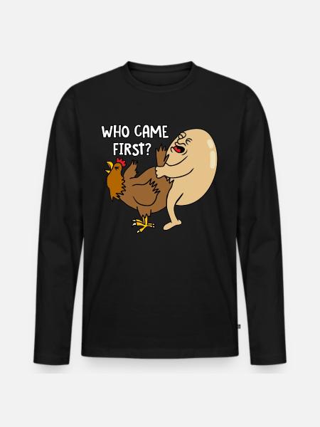 Who came first - Männer Premium Bio Langarmshirt - Schwarz