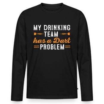 Darts My drinking team has a darts problem - Men's Premium Organic Long Sleeve Shirt - black - Front - Nico (187cm)