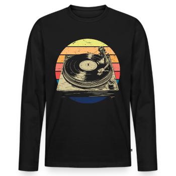 Schallplatte Vinyl Musik Plattenspieler retro - Männer Premium Bio Langarmshirt - Schwarz - Vorne - Nico (187cm)