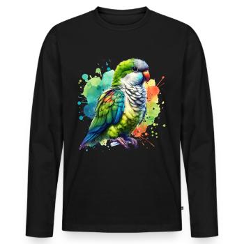 Cadeau Perruche moine - T-shirt manches longues Premium bio Homme - noir - Devant - Nico (187cm)