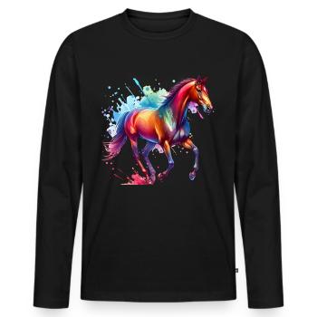 Traber Geschenk Pferd - Männer Premium Bio Langarmshirt - Schwarz - Vorne - Nico (187cm)