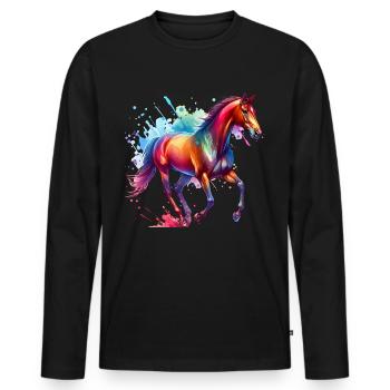 Cadeau Andalou Cheval - T-shirt manches longues Premium bio Homme - noir - Devant - Nico (187cm)