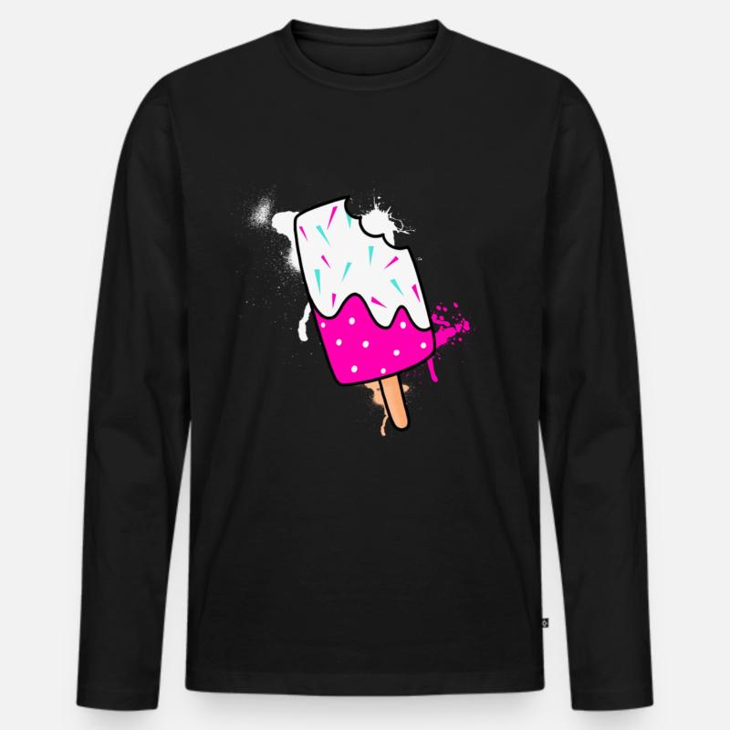 Eiscreme - Männer Premium Bio Langarmshirt - Schwarz
