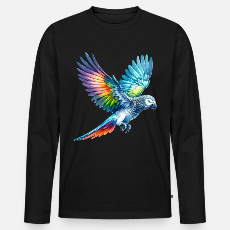 Graupapagei Geschenk - Männer Premium Bio Langarmshirt - Schwarz