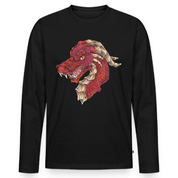Cooler Drache hand gezeichnet Drachenliebhaber - Männer Premium Bio Langarmshirt - Schwarz - Vorne - Nico (187cm)