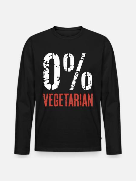 0% Vegetarian 9 - Männer Premium Bio Langarmshirt - Schwarz