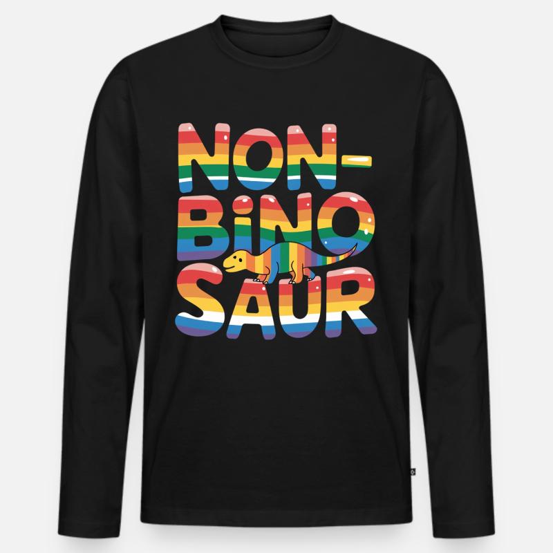 Non-Bino Saur 7 - Männer Premium Bio Langarmshirt - Schwarz