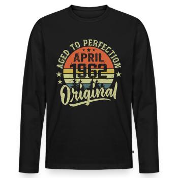April 1962 Geburtstag - April 1962 Geschenkidee - Männer Premium Bio Langarmshirt - Schwarz - Vorne - Nico (187cm)
