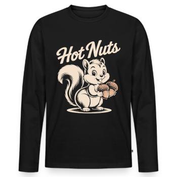 Naughty Squirrel - Hot Nuts Shirt - Men's Premium Organic Long Sleeve Shirt - black - Front - Nico (187cm)