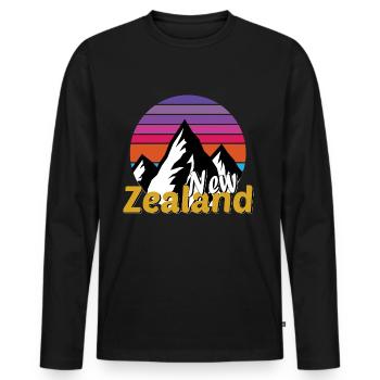 new zealand - Men's Premium Organic Long Sleeve Shirt - black - Front - Nico (187cm)