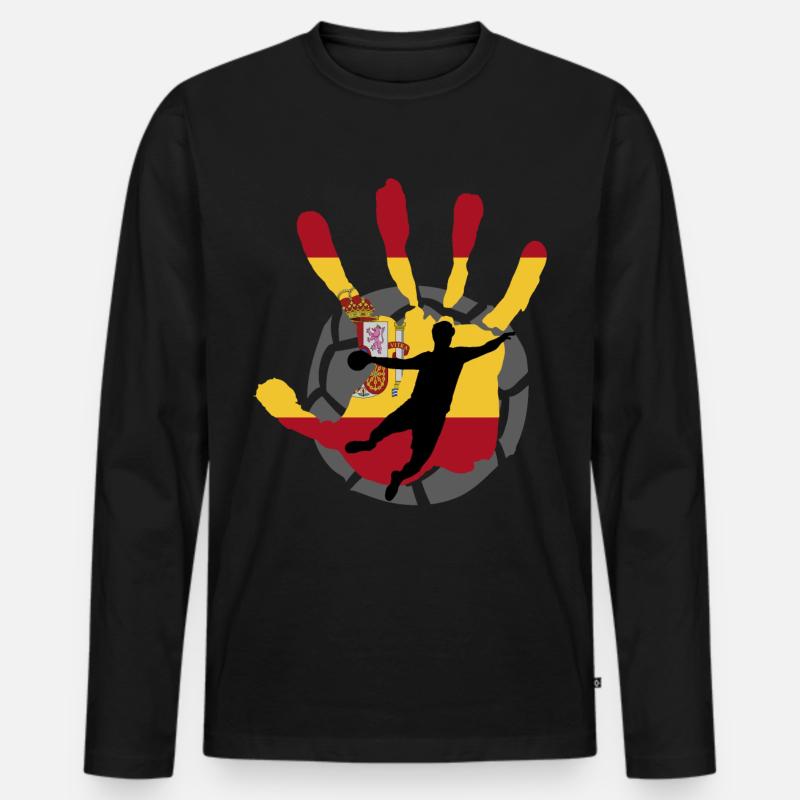 Spanien Handballer Handball Geschenk - Männer Premium Bio Langarmshirt - Schwarz