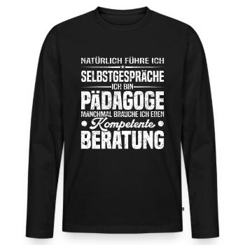 Pädagoge - Männer Premium Bio Langarmshirt - Schwarz - Vorne - Nico (187cm)