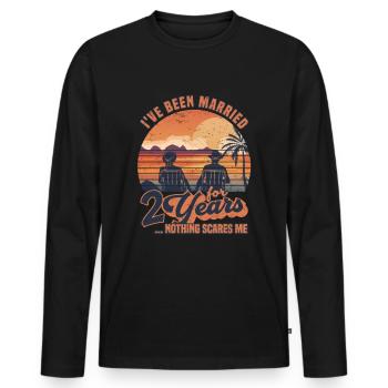 2 ans marié 2ème cadeau d’anniversaire de mariage - T-shirt manches longues Premium bio Homme - noir - Devant - Nico (187cm)