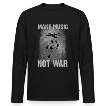 Make Music, not War. - Men's Premium Organic Long Sleeve Shirt - black - Front - Nico (187cm)