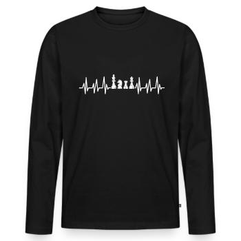 Échecs Échecs Échecs Checkmate Pièces d’échecs Roi - T-shirt manches longues Premium bio Homme - noir - Devant - Nico (187cm)