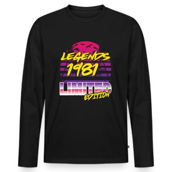 Legends 1981 Limited edition - Männer Premium Bio Langarmshirt - Schwarz - Vorne - Nico (187cm)