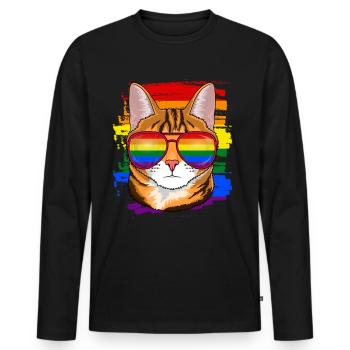 Katze LGBTQ Geschenk - Männer Premium Bio Langarmshirt - Schwarz - Vorne - Nico (187cm)
