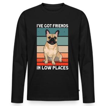 Français Bouledogue - T-shirt manches longues Premium bio Homme - noir - Devant - Nico (187cm)